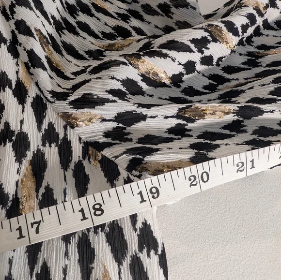 Chico's Boho Black, White And Metallic Gold Geometric Long Sleeve Dress Size 6 - Picture 7 of 10